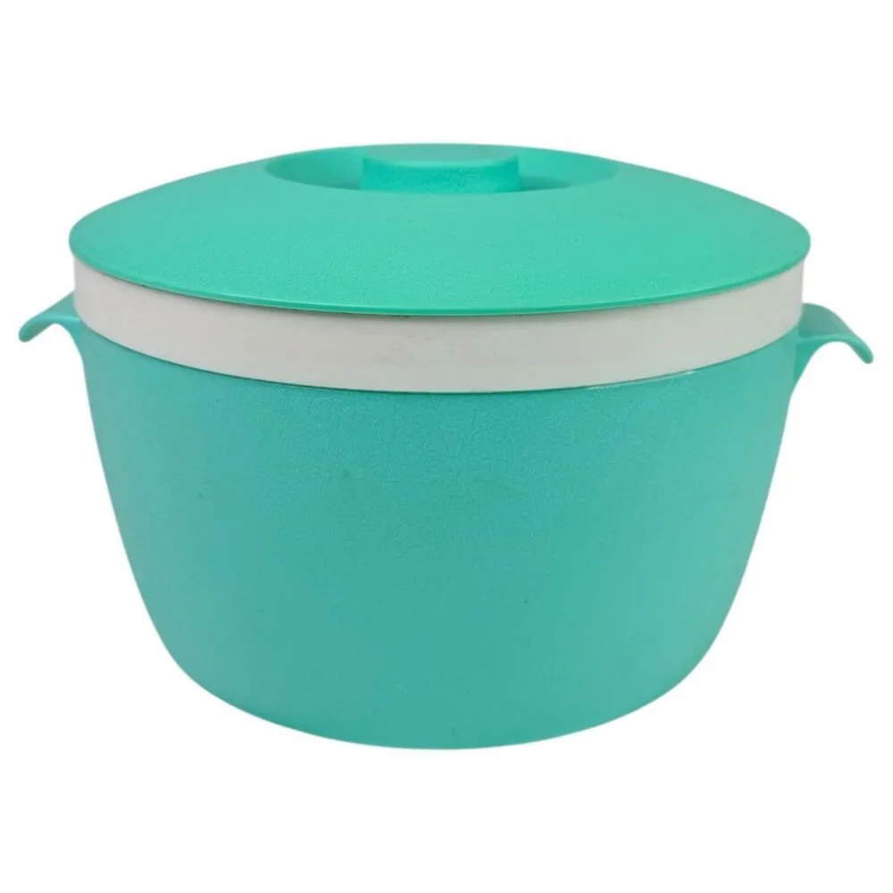 Vintage Bolero Therm-O-Ware Turquoise White Ice Bucket Insulated Bowl With Lid